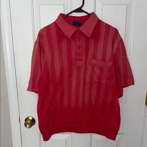Vintage Tropicool Faded Red / Pink Mesh Striped Golf Polo